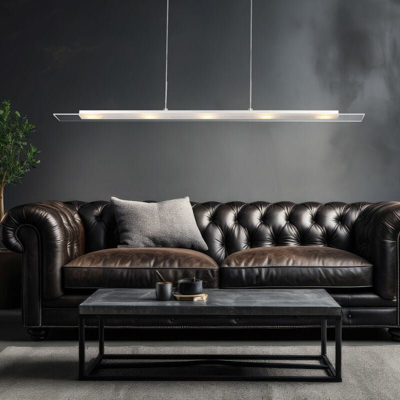 Led Pendellampe Glas satiniert Esstischlampe Hängeleuchte Wohnzimmerlampe, nickel matt, 5x7W 5x560lm warmweiß, LxH 95x15...