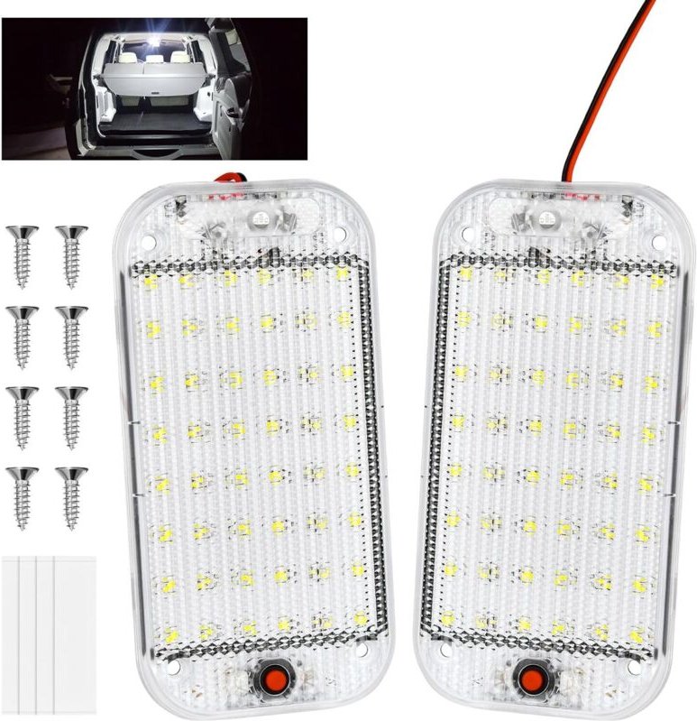 LED-Innenraumleuchte, 2 Stück 48 LEDs 12 V 10 W, mit Ein-/Ausschalter, 800 lm weiße Lichtleiste für Auto/LKW/Wohnmobil/B...