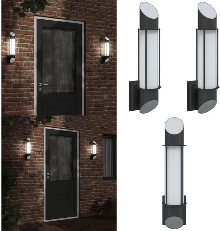 Außenwandleuchten 2 Stk. Schwarz Edelstahl - Außenwandleuchte - led Wandleuchte - Gartenbeleuchtung - Edelstahl Leuchte ...