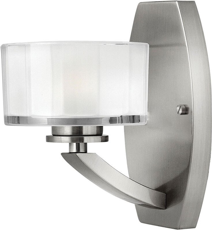 Meridian - 1 Licht Wandleuchte gebürstet Nickel Glasschirm, G9 - Elstead
