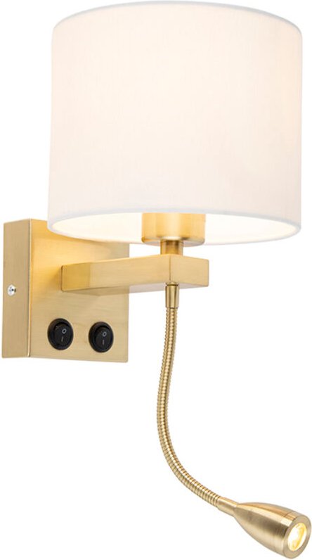 Smarte Wandleuchte Gold mit weißem Schirm inkl. wlan A60 - Brescia