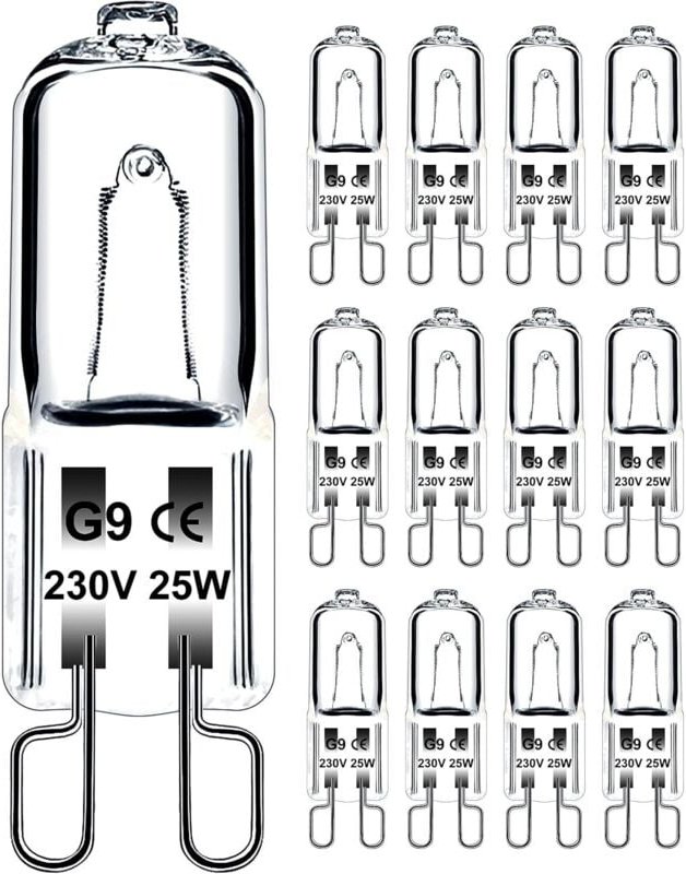 Ugreat - G9-Glühbirne, 25 w, 230 v, dimmbar, warmweiß, G9-Halogenlampe, 300 °c Toleranz, G9-Ofenlampe für Mikrowelle, Ba...