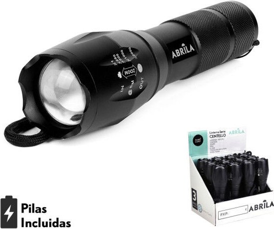 Taschenlampe led Aluminiumtaschenlampe schwarz 5lm + Zoom 300lm ip44 mit Haus 13,5-15,5x3,6d