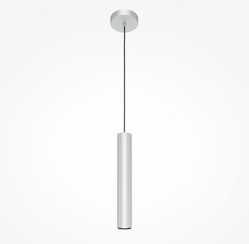 Maytoni Pro Focus Moderne, schlanke Pendelleuchte, silberfarben, 1 x GU10, grauer Schirm