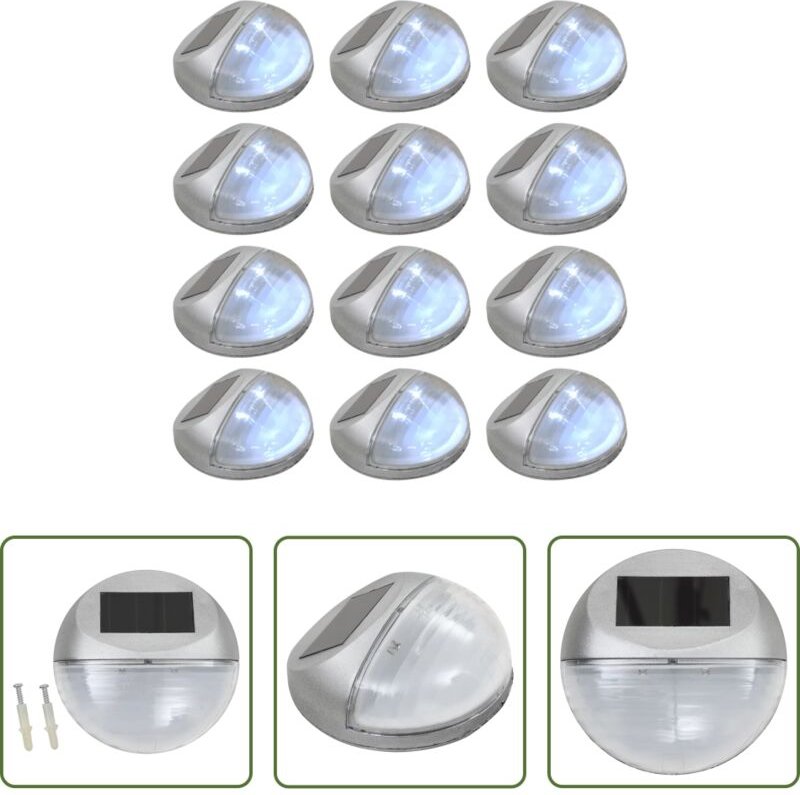 Solar Lampe - Outdoor Solar-Wandleuchten LED 12 Stk. Rund Silbern