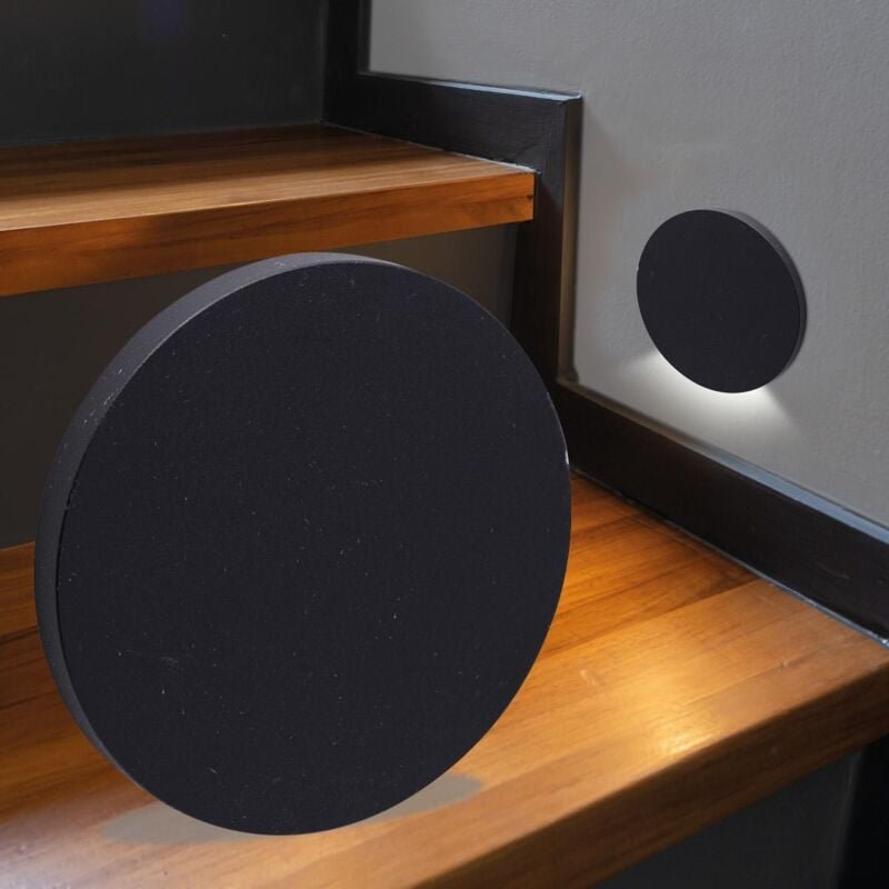 LED Treppenleuchte rund schwarz - Lichtfarbe: Neutralweiß 1,5W - Lichtaustritt: Kato