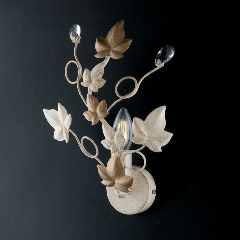 Bonetti Illumina - Applikation in Hellgold Elfenbein Eisen und Strasssteinen ein hell 22x h32 cm Efeu