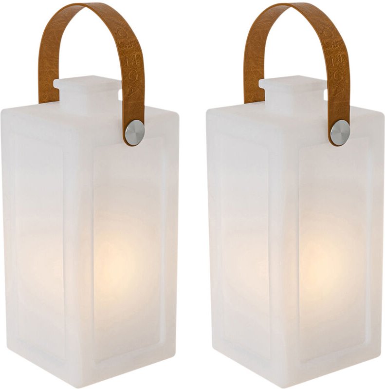 Qazqa - Set mit 2 Tischlampen mit weißem Flammeneffekt, wiederaufladbar, IP44 – Stard