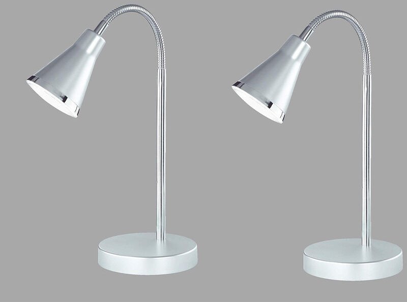 Reality Leuchten - Moderne flexible led Schreibtischleuchten 2er set 1 flammig Kunststoff in silber