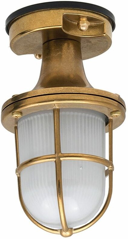 Deckenlampe außen IP54 Messing Glas H: 20 cm E27 Deckenleuchte Außenlampe Veranda Balkon Garten