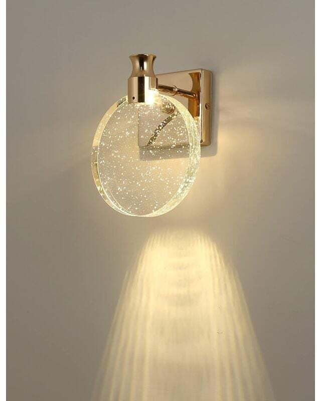 Ulisem16cm Kristall-LED-Wandlampe, runde Kristall-Wandleuchte, goldene Wandleuchte, Art-Deco-Wandlampe, Vintage-Wandlamp...