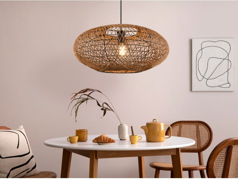 Trio Leuchten - Große led Pendelleuchte 1-flammig Korbgeflecht aus Sisal, ø 52cm