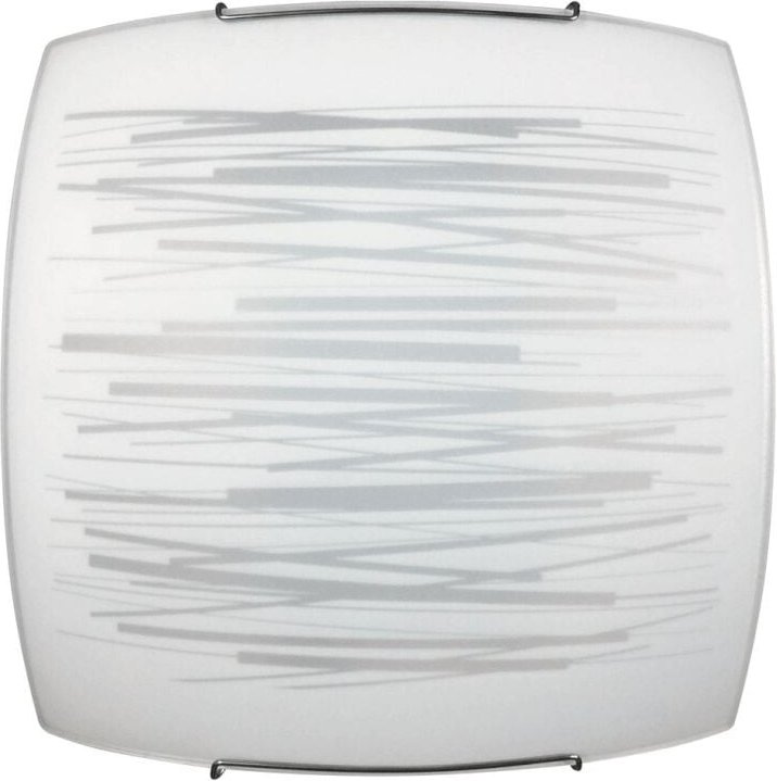 E-energy - Deckenleuchte 1xE27 Haken Chrom Glasplatte weiß verzierte horizontale Linien Manuela