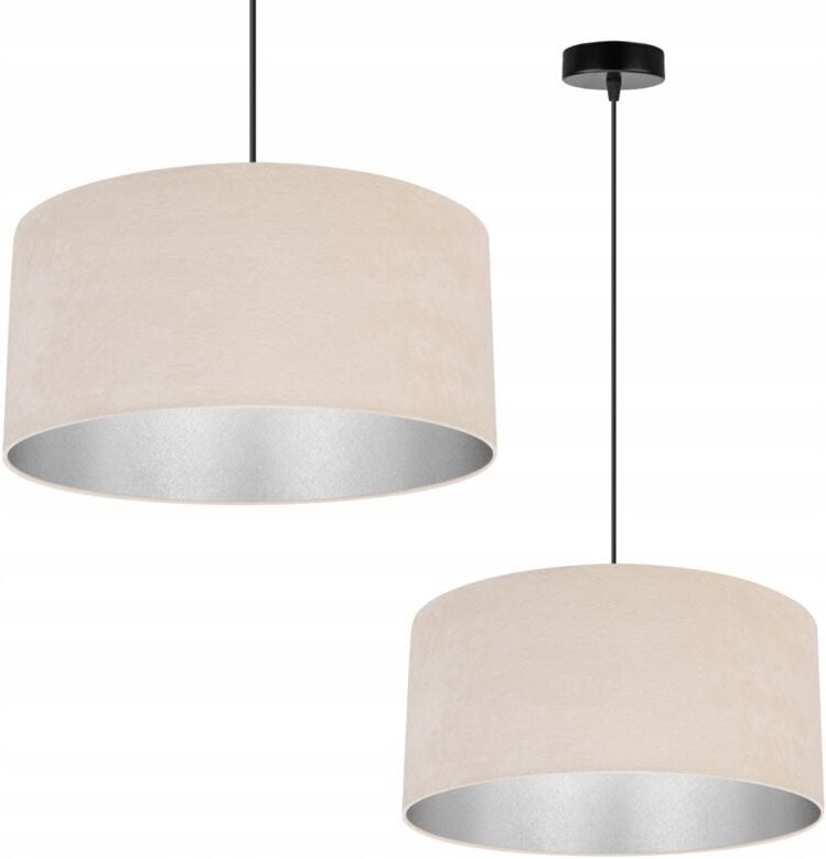 Hängelampe, Deckenleuchter, Chrom, Samtlampenschirm