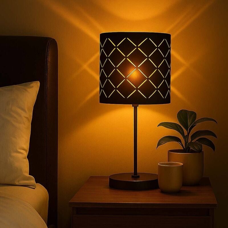 Tisch Leuchte Wohn Zimmer Schalter Lese Lampe Textil schwarz gold im Set inkl. LED Leuchtmittel