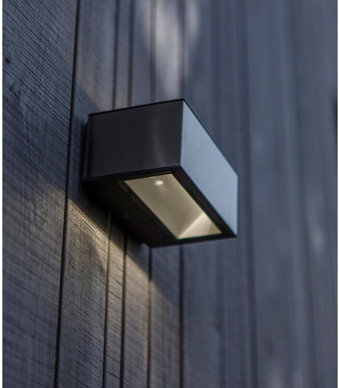 Eckige led Außenwandlampe gemini Up and Down aus alu Silber 14cm breit, IP54