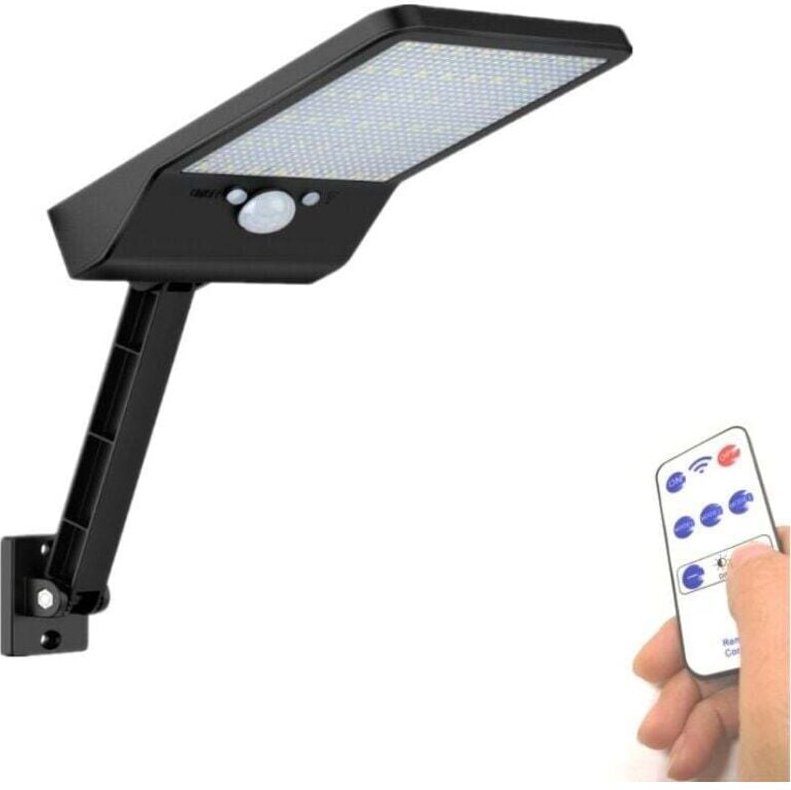 Set mit 2 Solar-Außenleuchten mit Bewegungsmelder, 48 LEDs, Fernbedienung, wasserdicht, für Garten, Hof und Garage