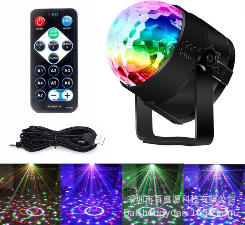 Mumu - Discokugel, 360° drehbare Spiegelkugeln, Sprachsteuerung, Bühnenlampe, 15 Farben, Partylicht mit Fernbedienung – ...