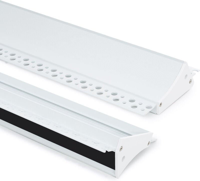 Aluminiumprofil Einbau für Gips/Stuckdecke für LED Streifen bin20mm mit durchgehender Abdeckung Weiß 10 m Schwarz transl...