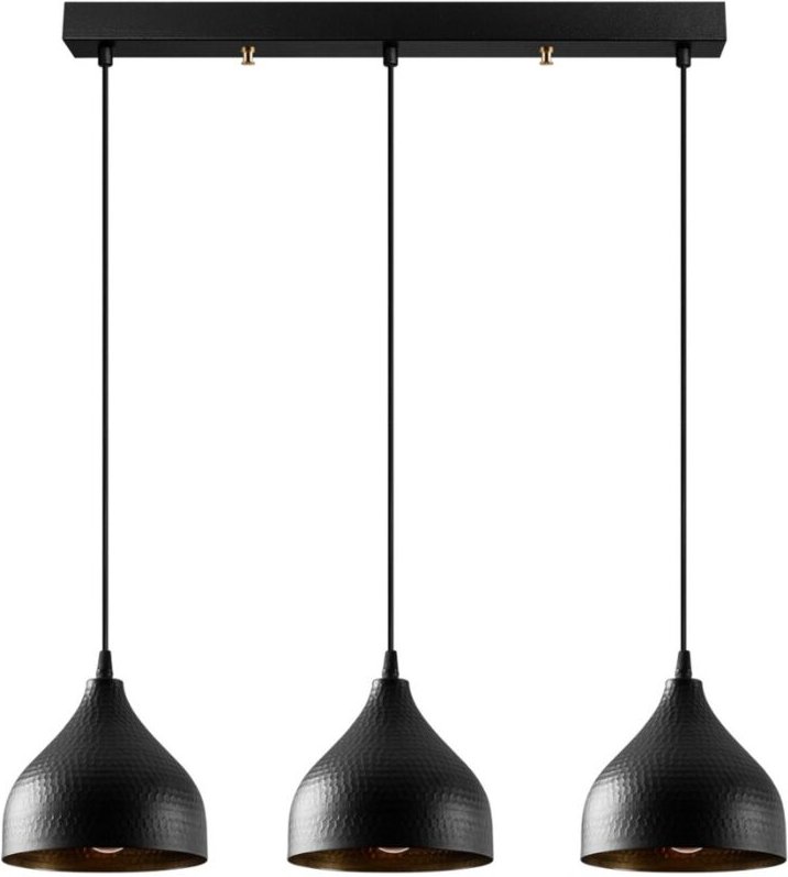 Schwarze Metallpendelleuchte mit 3 Glühbirnen louise