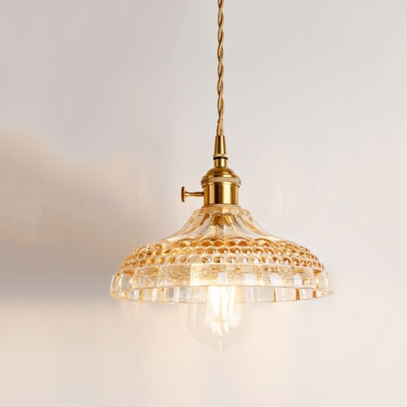 Industrieller Jahrgang Kronleuchter Glas Pendelleuchte Messing E27 Lampenfassung Deckenleuchte HängelampeØ21CM