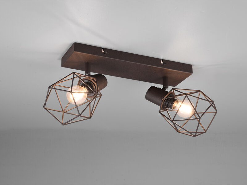 Thumbnail - Meinewunschleuchte - Industrial Deckenstrahler narda 2-flammig Gitter Rost-Optik, Breite 30cm