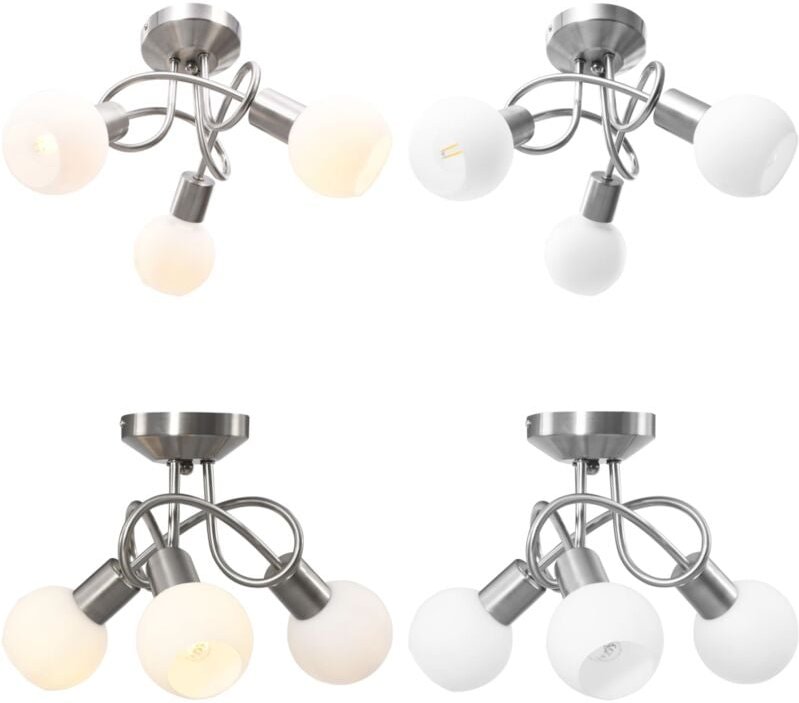 Deckenleuchte mit Keramik-Lampenschirmen für 3 E14 Glühlampen - Deckenleuchte - Deckenleuchten - Home & Living - Weiß