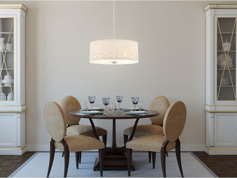 Quoizel - Große Pendelleuchte park avenue aus Stoff, 4-stufig höhenverstellbar, ø 46cm