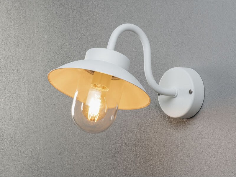 Meinewunschleuchte - Kleine led Außenwandleuchte aus Aluminium Weiß, Höhe 24cm