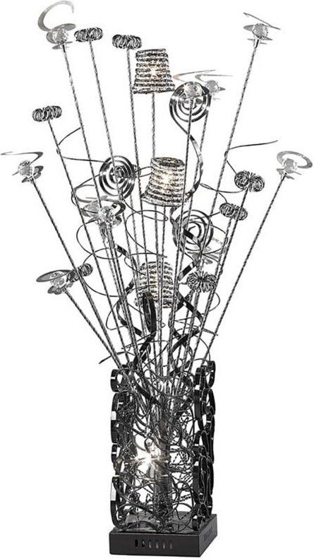 Inspired Koil Aluminium Koil Tischlampe 4-flammig G4 Aluminium/Schwarz/Kristall, NICHT LED/CFL-kompatibel