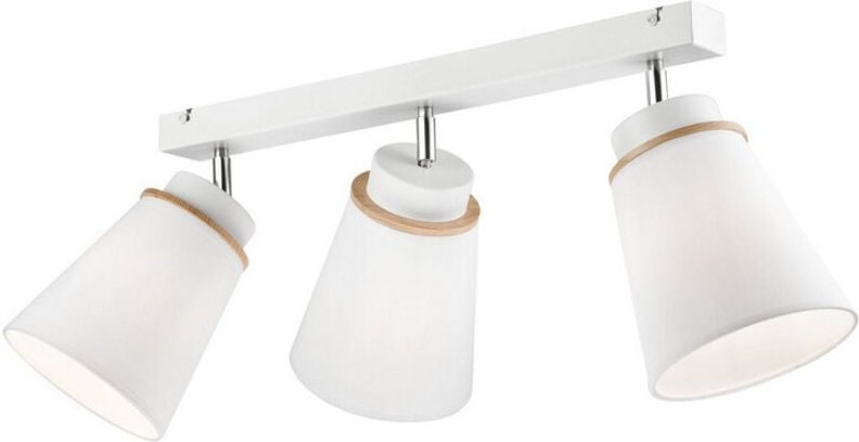 Lamkur Agustino Spotlight Bar, Stoffschirm, Weiß, 3x E27