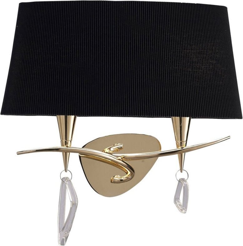 Inspired Mantra Mara Wandleuchte mit Schalter, 2-flammig, E14, französisches Gold mit schwarzem Schirm