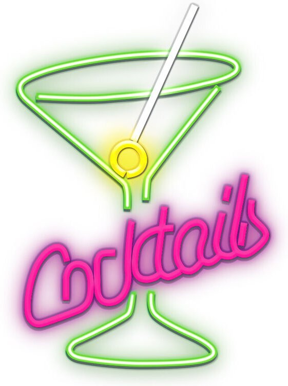 Neon plexi led cocktails pink green - Forever