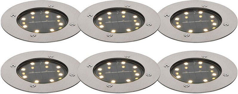 Qazqa - 6er Set Bodenstrahler Stahl inkl. led IP65 Solar - Terry
