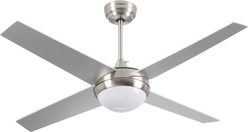 Thinia Home - Montana Silberner Deckenventilator mit Licht, 4 Flügel, 56 w, 6 Geschwindigkeiten