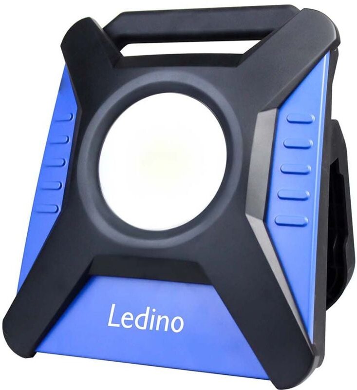 Ledino - led Arbeitsstrahler Lichtsäule Baustrahler Alu Schwarz Steckdosen h 55 cm IP54