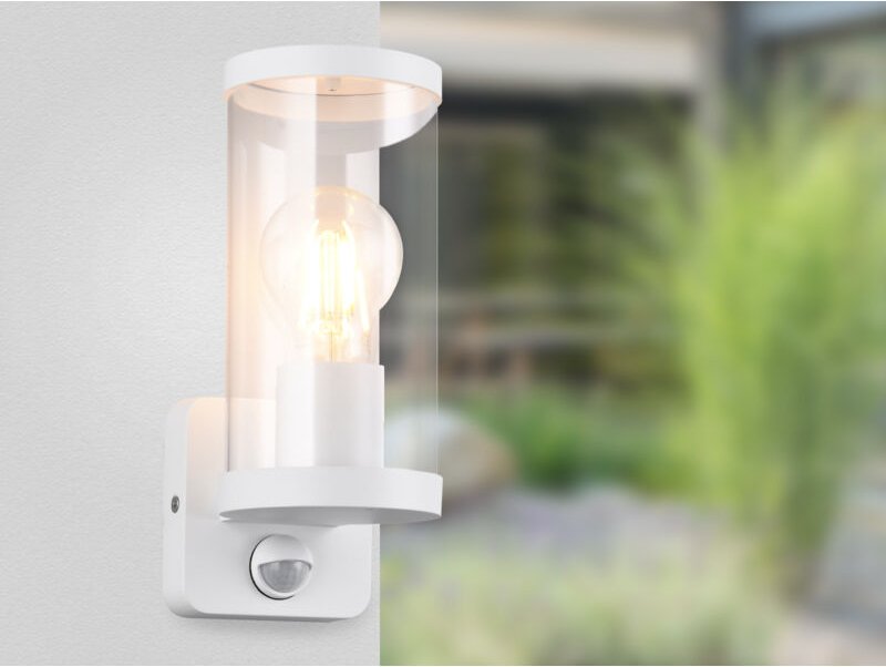 Thumbnail - Meinewunschleuchte - led Außenwandleuchte Weiß mit Bewegungsmelder, Höhe 23cm