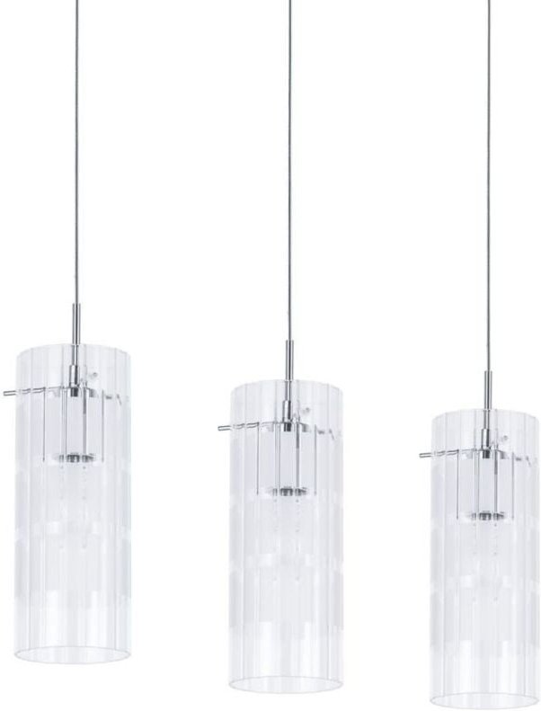 Max - Moderne hängende Pendelleuchte Chrom 3 Licht mit klarem Schatten, E27 - Italux
