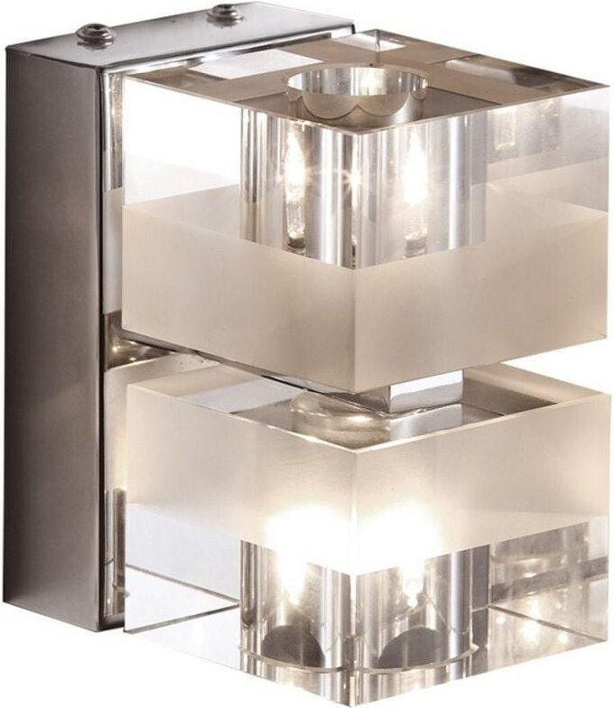 Thumbnail - Cubric - Moderne Wandleuchte Chrom 2 Licht mit Glas, weißer Streifenschirm G4 - Italux