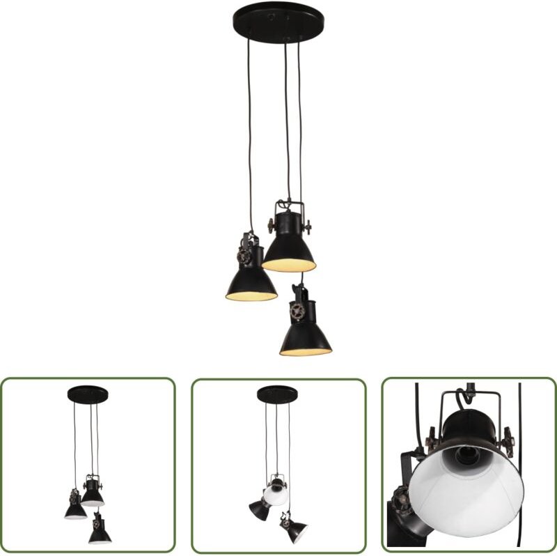 The Living Store Hängelampe 25 W Schwarz 30x30x100 cm E27 - Industrielampen - Hängelampe Schwarz - Eisenleuchte - Decken...