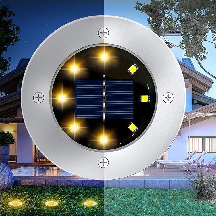 Solar-Gartenleuchte für den Außenbereich, 8 LEDs, Bodenstrahler, Gartendekoration, IP65, wasserdicht, für Rasen und Gart...