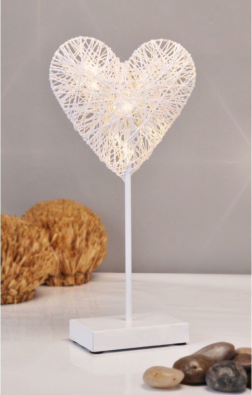 Spetebo - led Deko Herz warmweiß - 10 led - Metall Tischlampe mit Papierschirm - Deko Leuchte Herz Hochzeit Verlobung