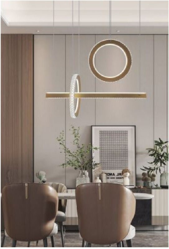 Trade Shop - 80W led Pendelleuchte Kronleuchter 6500K 4000K Kristalleffekt Modern LP-23 - Gold