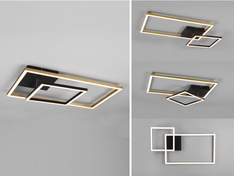 Led Deckenleuchte Padella schwarz, gold, Switch Dimmer, schwenkbar Deckenleuchte - Reality