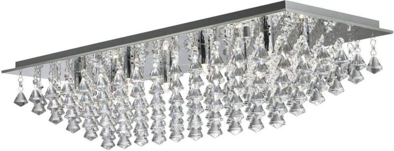 Searchlight - Hanna - 8 Licht Rechteck Deckenspülung Licht Chrom mit Pyramidenkristallen, G9