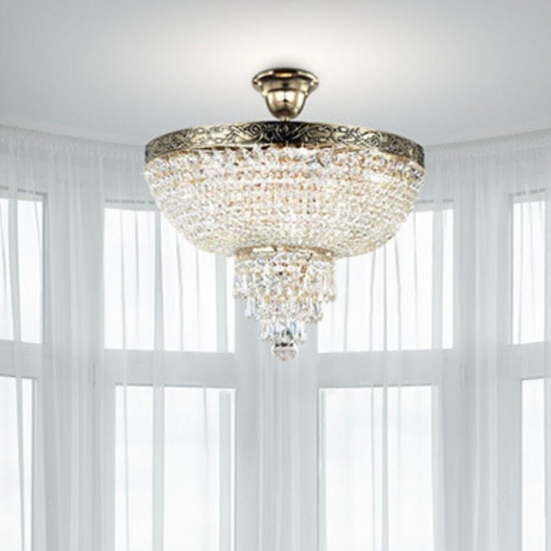 Thumbnail - Palace Halbbündige Deckenleuchte Gold Antik & Kristall, 5 Leuchten, E27