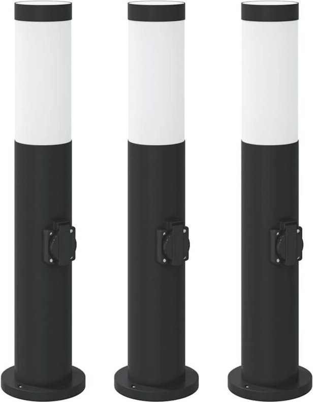 Pollerleuchten mit Auslass 3er 50 cm Edelstahl IP44 vidaXL