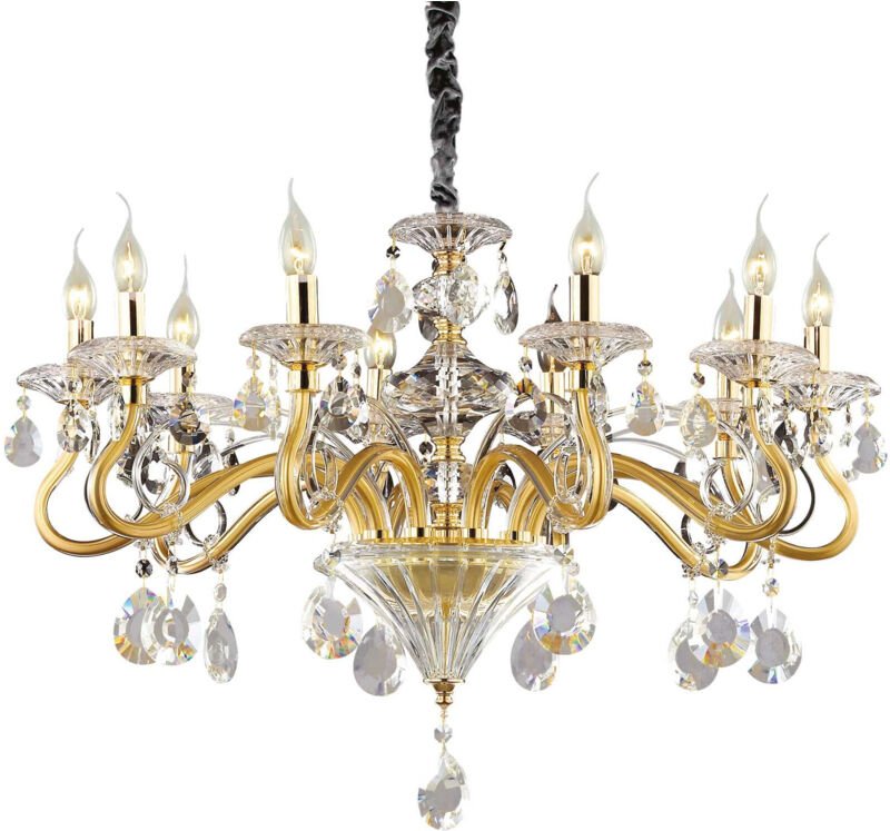 Negresco - 10 Light Chandelier Gold Finish, E14 - Ideal Lux