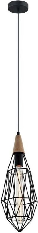 Maelle - Industrie- und Retro-hängender Anhänger Schwarz 1 Licht mit Käfig-Schatten, E27 - Italux