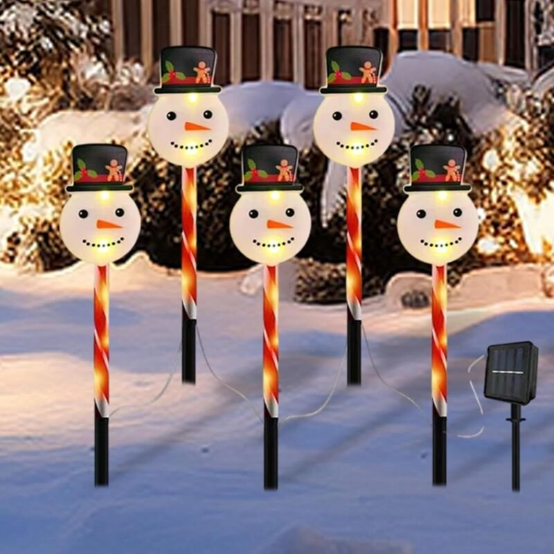 Solarbetriebene Weihnachtsbeleuchtung für den Außenbereich, Weihnachtsschneemann, Gartenstecker, solarbetriebene Weihnac...
